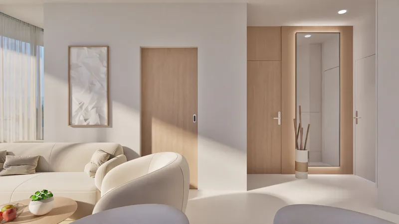 Bedroom of a one-bedroom apartment at Millennium