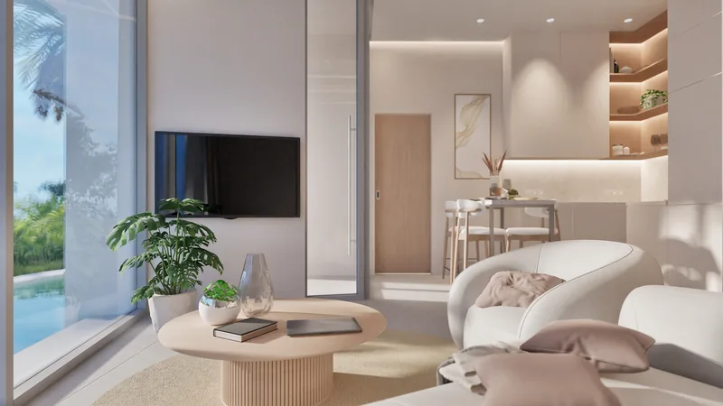 Living room of a two-bedroom apartment at Millennium