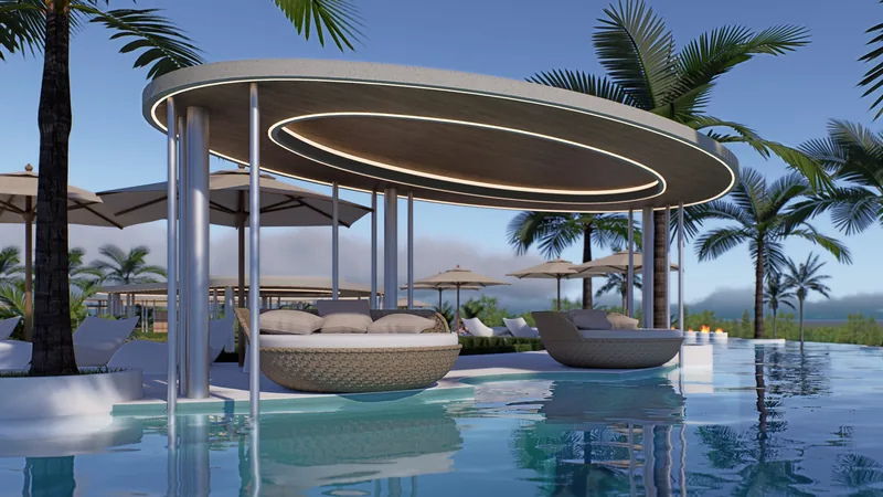 Waterside lounge cabana on the Millennium rooftop