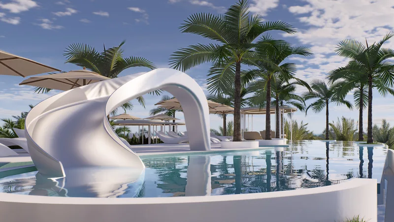 Kids' pool with a slide on the Millennium rooftop